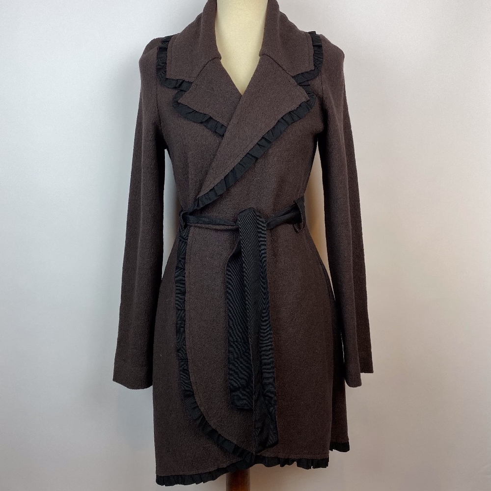 Anthropologie Aunt Wanda Wool Cardigan Light Coat Brown M